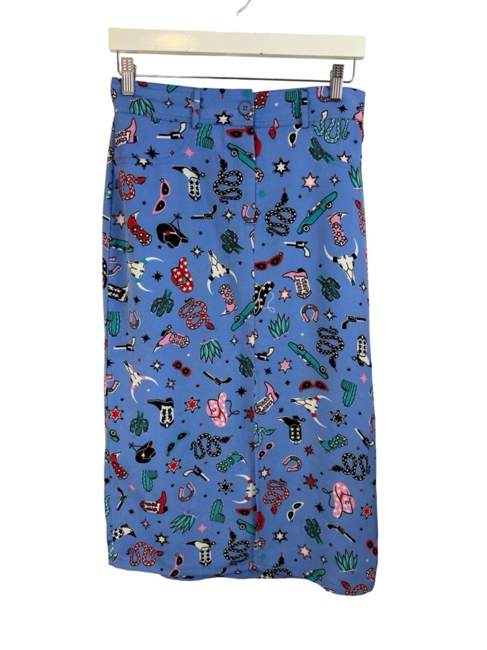 Lolina Blue Western Theem Midi Straight Skirt Size Large